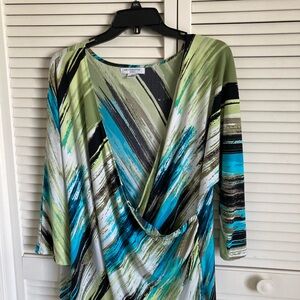 Liz Clairborn Women's Multicolor Drape Top, wrap blouse.